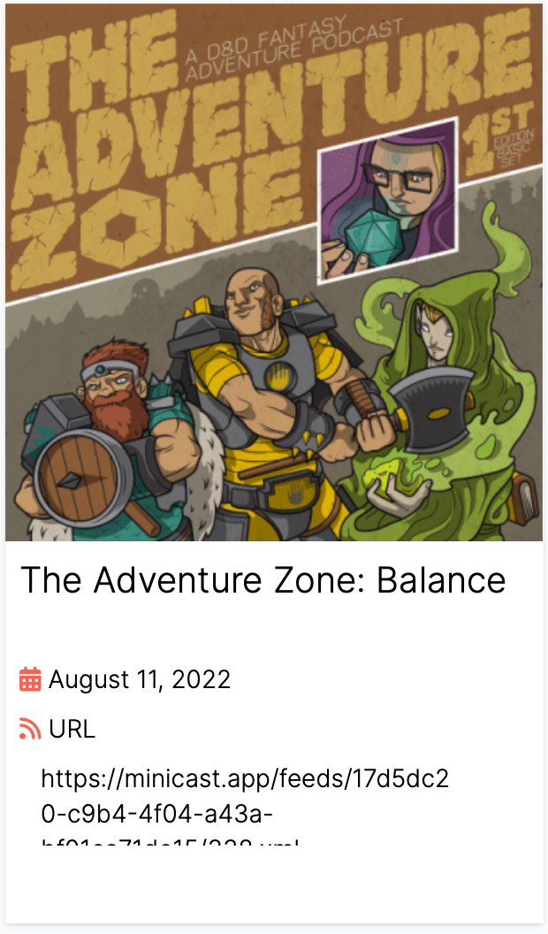 The location of the mini feed URL on the minicast dashboard.